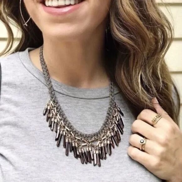 stella & dot ~ bronze shimmering bora fringeβnecklace - Picture 7 of 13